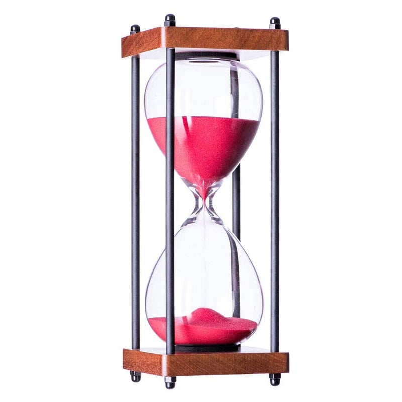 SAMLONG Large Hourglass Timer 30 Minute, Decorative Wooden Sandglass, Red - Image 2